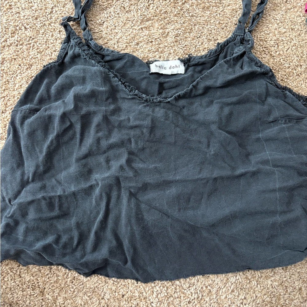 Bella Dahl Gray and Blue Camisole Top with Spaghetti Straps